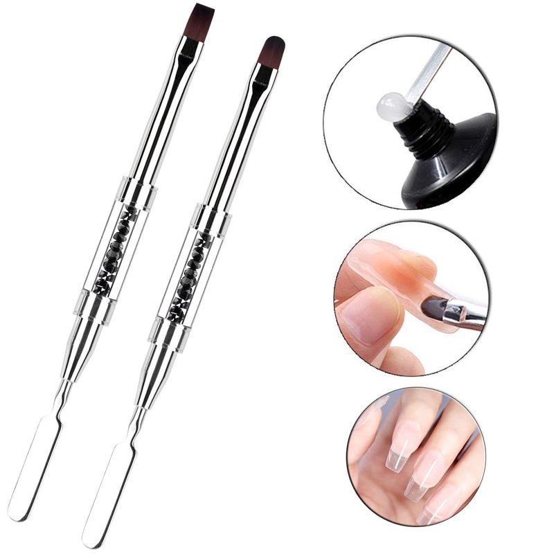 Ycyan 2Pcs Polygel Nail Brush & Picker, Dual-ended Oval & Flat Gel Nail Brushes Polygel Slice Tool for PolyGel UV Builder Gel Nails Extension - Image 4